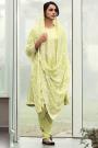 Beautiful Light Green Woven Silk Suit With Embroidery