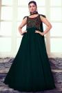 Ready To Wear Deep Bottle Green Georgette Designer Embroidered Anarkali Gown
