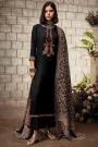 Black Embroidered Premium Cotton Kurta Set With Beautiful Pashmina Printed Silk Dupatta