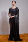 Black & Silver Georgette Sequin Embroidered Designer Saree