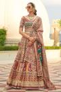 Multicolor Woven Silk Embroidered Lehenga Set With Belt