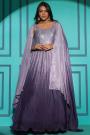 Ready To Wear Dusty Lavender Chinon Embroidered Designer Anarkali Gown