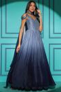 Ready To Wear Steel Blue Chinon Embroidered Designer Anarkali Gown