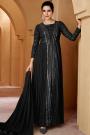 Black Front Slit Georgette Embroidered Anarkali Dress