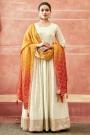Ivory Georgette Embroidered Anarkali Dress With Ombre Chiffon Silk Dupatta