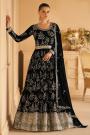 Black Georgette Embroidered Anarkali Dress With Dupatta & Belt
