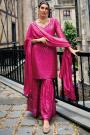 Ready To Wear Deep Pink Chinon Embroidered Kurta Set With Sharara