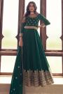 Dark Green Silk Embroidered Anarkali Dress With Dupatta