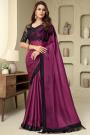 Mauve Silk Embroidered Bordered Saree