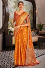 Orange Handloom Weaved Silk Saree