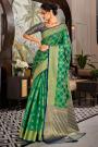 Aqua Green Handloom Weaved Silk Saree