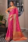 Pink Handloom Weaved Silk Saree
