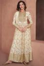 Ivory Georgette Printed & Embroidered Anarkali Dress