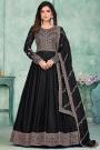Black Silk Embroidered Anarkali Dress