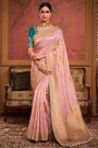 Blush Pink Silk Zari Weaved Border Saree