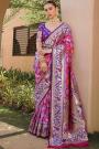 Red & Purple Banarasi Silk Woven Paithani Patola Saree