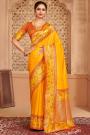 Yellow Banarasi Silk Zari Weaved Saree