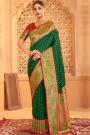 Bottle Green Banarasi Silk Zari Weaved Saree