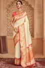 Ivory Banarasi Silk Zari Weaved Saree
