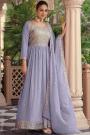 Ready To Wear Lavender Georgette Embroidered Anarkali Dress With Dupatta