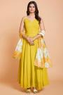 Ready To Wear Yellow Georgette Dress With Organza Dupatta