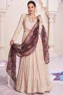 Soft Peach Embroidered Georgette Anarkali Dress With Dupatta