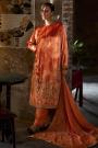 Sunset Orange Velvet Embroidered Kurta Set With Beautiful Embroidered Woven Silk Dupatta