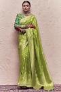 Lime Green Silk Zari Weaved Saree