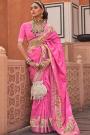 Pink Silk Printed & Zari Weaved Saree