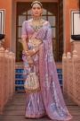 Lilac Silk Printed & Zari Weaved Saree