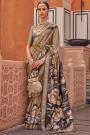 Beige Gold Silk Printed & Zari Weaved Saree