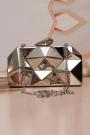Metallic Abstract Patterned Silver Statement Clutch Bag