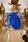 Royal Blue Acrylic Embellished Statement Clutch Bag