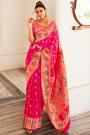 Fuchsia Pink Silk Zari Weaved Paithani Saree