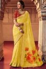 Yellow Zari Woven & Embroidered Silk Saree