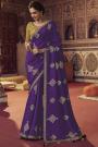 Purple Zari Woven & Embroidered Silk Saree
