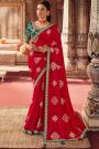 Red Zari Woven & Embroidered Silk Saree