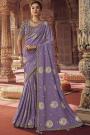 Lavender Zari Woven & Embroidered Silk Saree