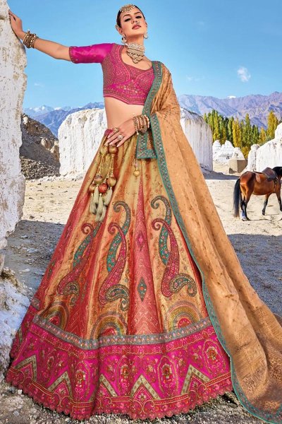 Multicolor Banarasi Silk Jacquard Lehenga Set