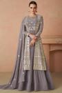 Dusty Lilac Georgette Embroidered Anarkali Dress With Dupatta