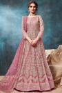Beautiful Pink Gold Net Embroidered Anarkali Suit