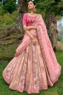 Light Pink Banarasi Silk Embroidered Lehenga Set