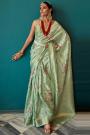Pastel Green Silk Woven & Printed Saree