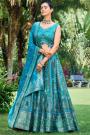 Beautiful Blue Banarasi Silk Woven Lehenga Set