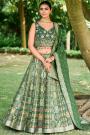 Forest Green Banarasi Silk Woven Lehenga Set