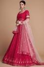 Red Georgette Embroidered Lehenga Set