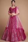 Magenta Pink Georgette Embroidered Lehenga Set