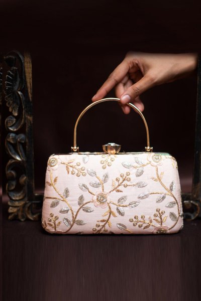 Ivory Embroidered Clutch Bag
