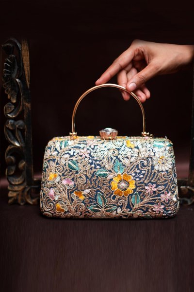 Multicolor Embroidered Clutch Bag
