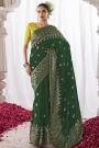 Forest Green Silk Meenakari Saree